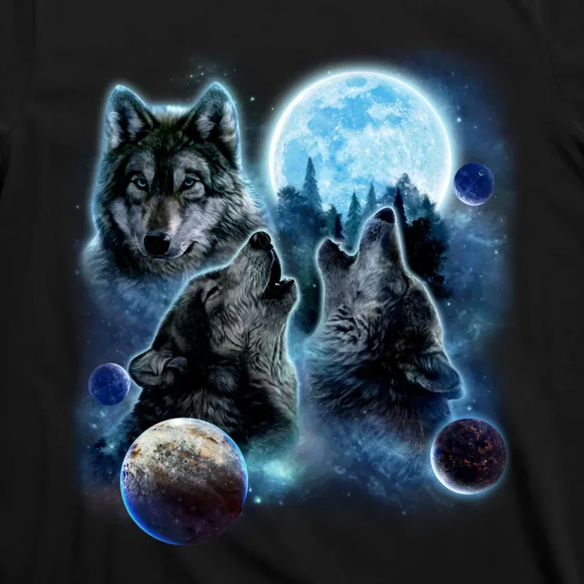 Wolf Shirt Three Wolves Moon Wolf Moon T-Shirt