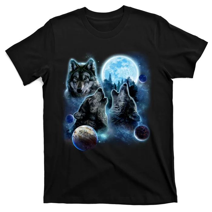 Wolf Shirt Three Wolves Moon Wolf Moon T-Shirt