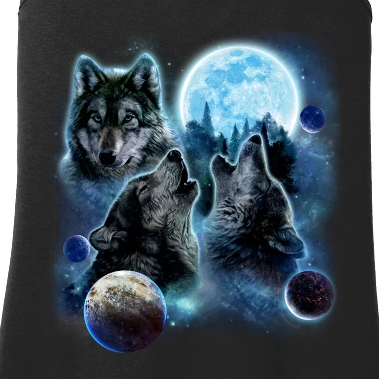 Wolf Shirt Three Wolves Moon Wolf Moon Ladies Essential Tank