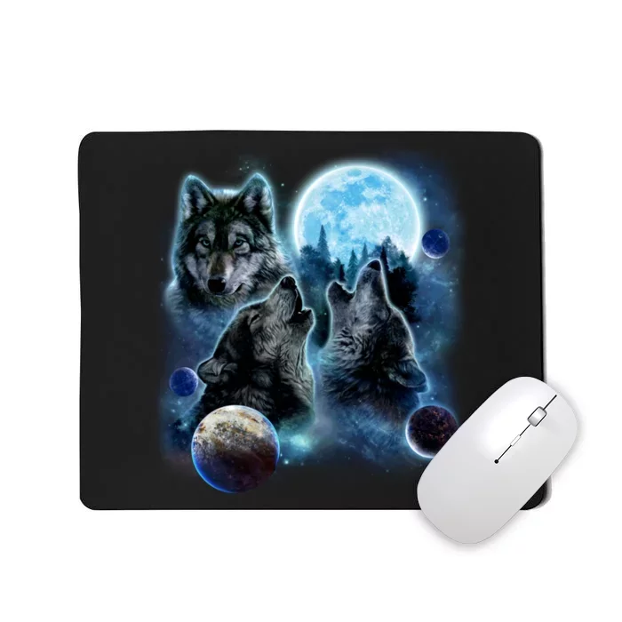 Wolf Shirt Three Wolves Moon Wolf Moon Mousepad