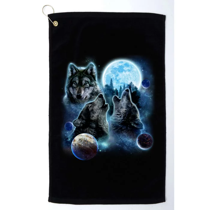 Wolf Shirt Three Wolves Moon Wolf Moon Platinum Collection Golf Towel