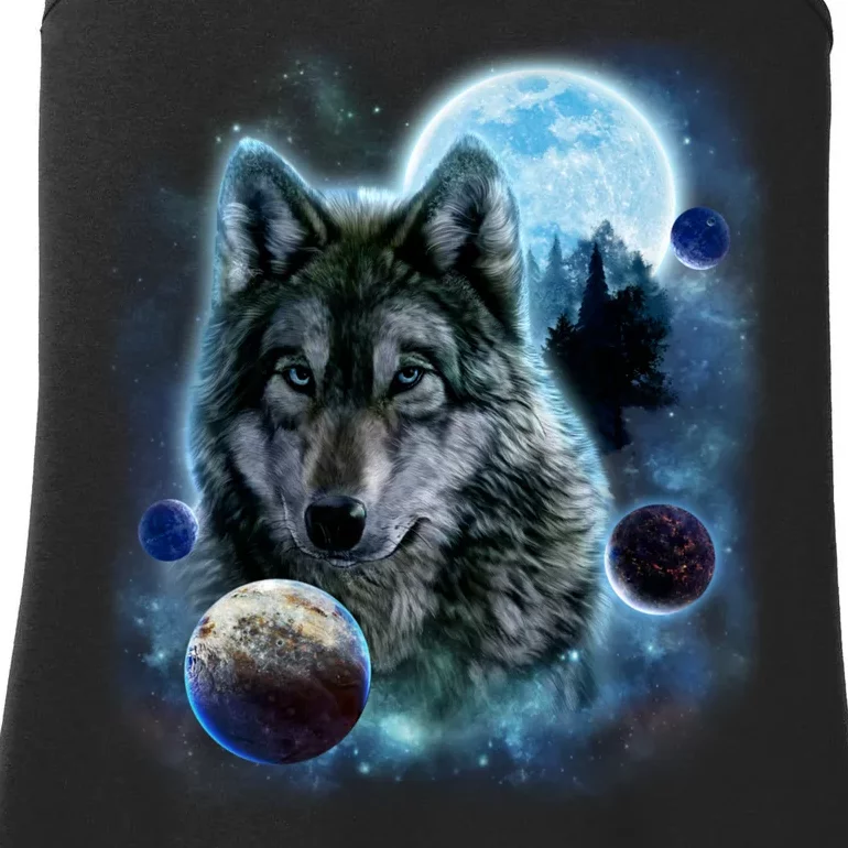 Wolf Shirt Three Wolves Moon Wolf Moon Ladies Essential Tank