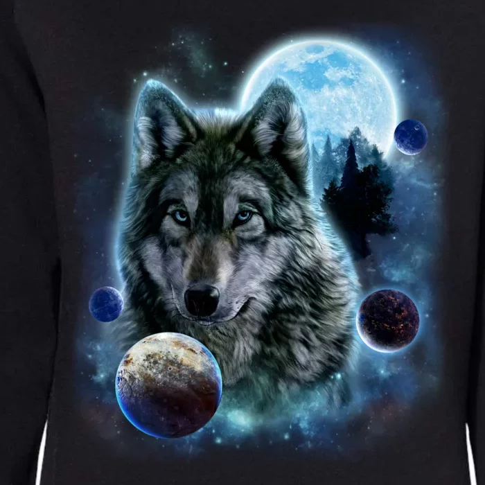 Wolf Shirt Three Wolves Moon Wolf Moon Womens California Wash Sweatshirt