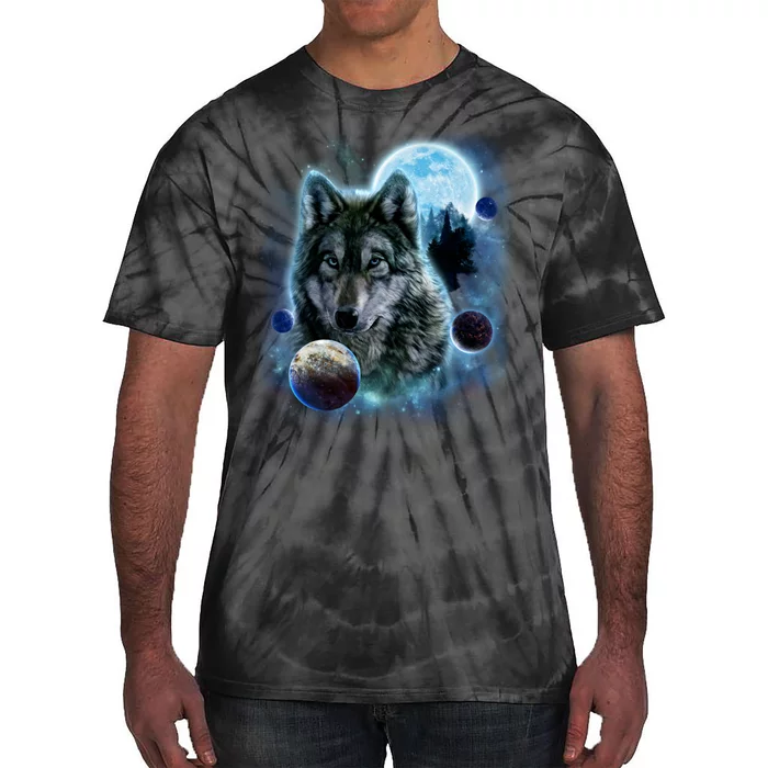 Wolf Shirt Three Wolves Moon Wolf Moon Tie-Dye T-Shirt