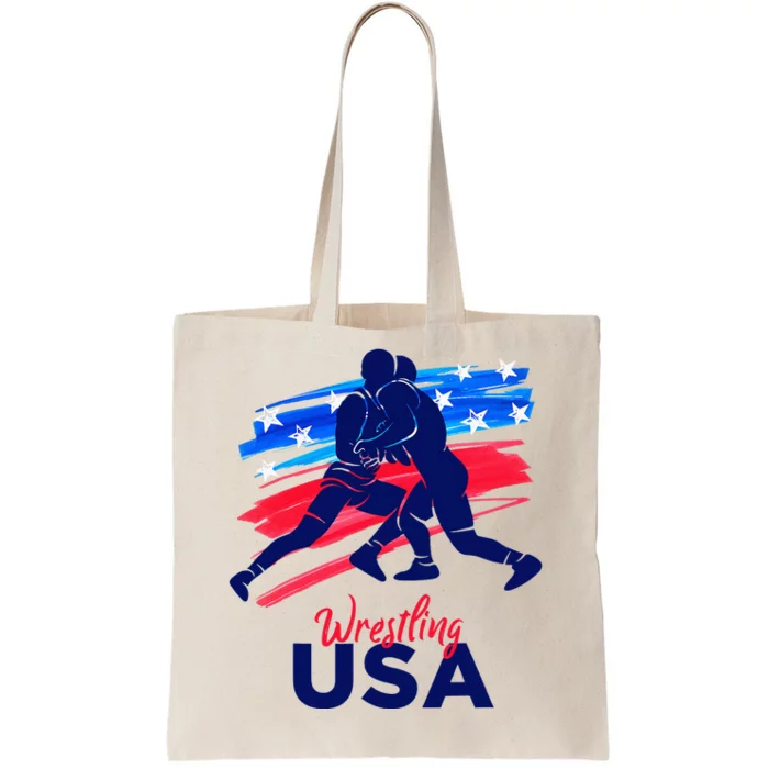 Wrestling Support The Team Wrestling Athlete Usa Flag Tote Bag