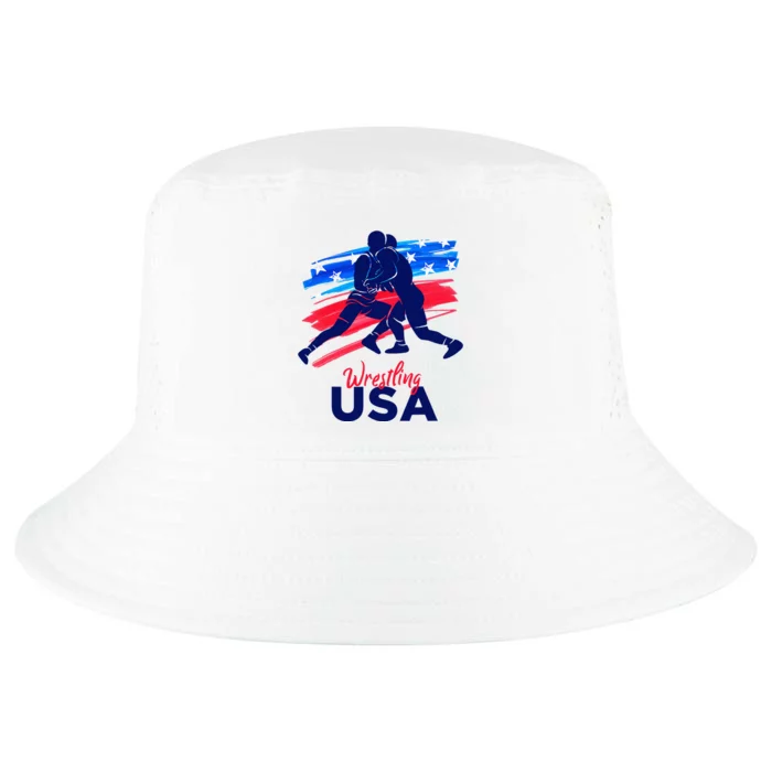 Wrestling Support The Team Wrestling Athlete Usa Flag Cool Comfort Performance Bucket Hat