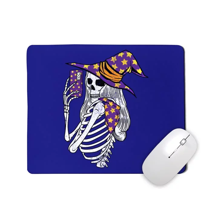 Witch Skeleton Taking Sie Mirror Photo Phone Camera Gift Mousepad