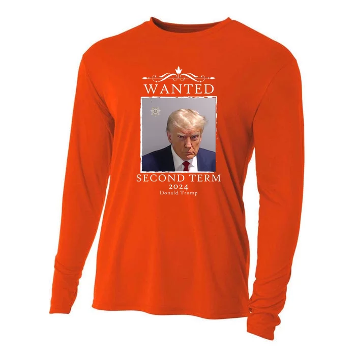 Wanted Second Term 2024 Trump Donald Mugshot Cooling Performance Long Sleeve Crew