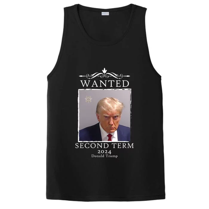 Wanted Second Term 2024 Trump Donald Mugshot Performance Tank