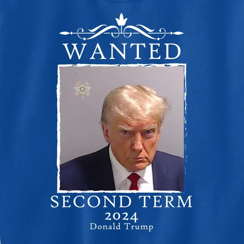 Wanted Second Term 2024 Trump Donald Mugshot Kids Sweatshirt