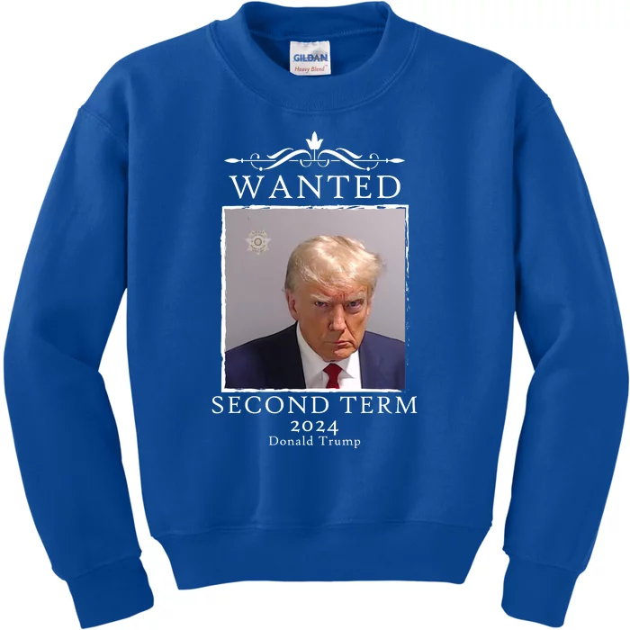 Wanted Second Term 2024 Trump Donald Mugshot Kids Sweatshirt