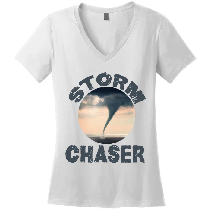 Weather Storm Tornado Hurricane Chaser Women's V-Neck T-Shirt