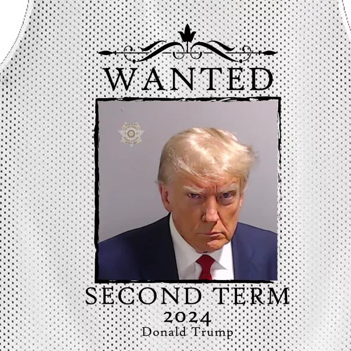 Wanted Second Term 2024 Trump Donald Mugshot Mesh Reversible Basketball Jersey Tank