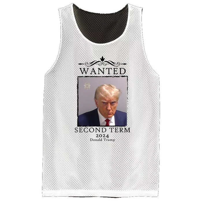 Wanted Second Term 2024 Trump Donald Mugshot Mesh Reversible Basketball Jersey Tank