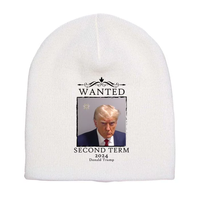 Wanted Second Term 2024 Trump Donald Mugshot Short Acrylic Beanie