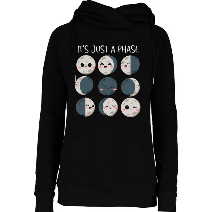 Women Science Teacher Moon Phases Scientist Womens Funnel Neck Pullover Hood