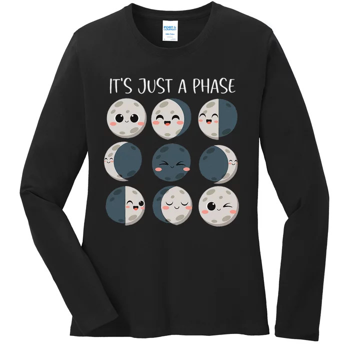 Women Science Teacher Moon Phases Scientist Ladies Long Sleeve Shirt