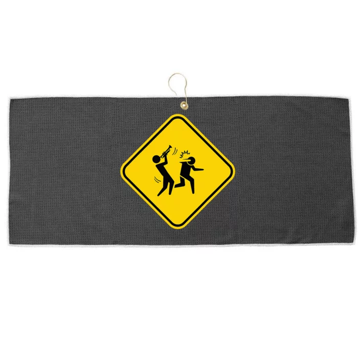 Warning Sign Trumpet Funny Trumpeter Instrument Lover Outfit Large Microfiber Waffle Golf Towel