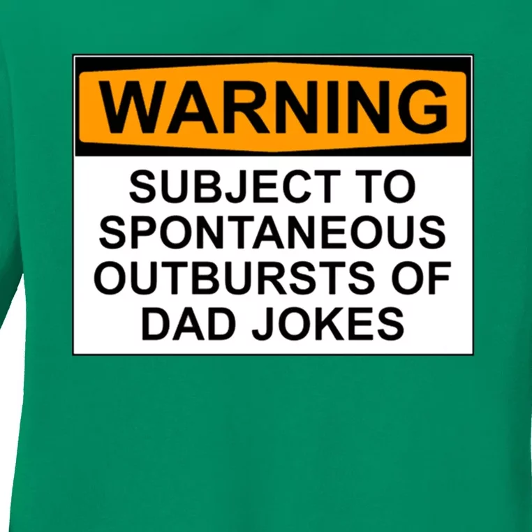 Warning Subject To Spontaneous Outbursts Of Dad Jokes Ladies Long Sleeve Shirt