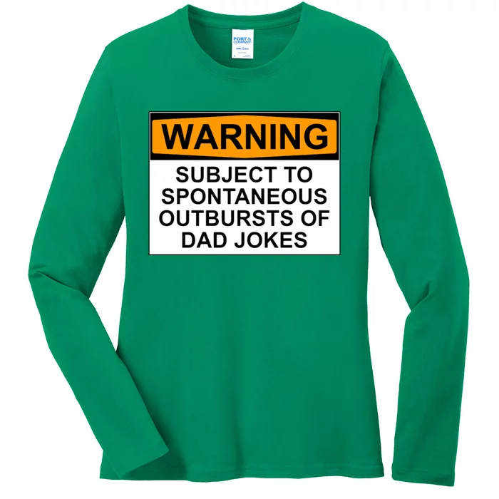 Warning Subject To Spontaneous Outbursts Of Dad Jokes Ladies Long Sleeve Shirt