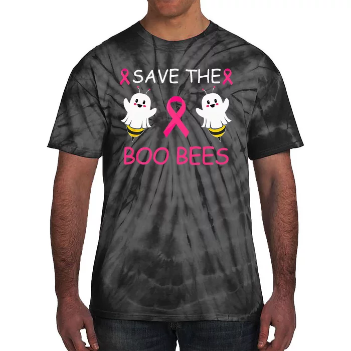 Woman Save The Boo Bees Halloween Funny Breast Cancer Tie-Dye T-Shirt