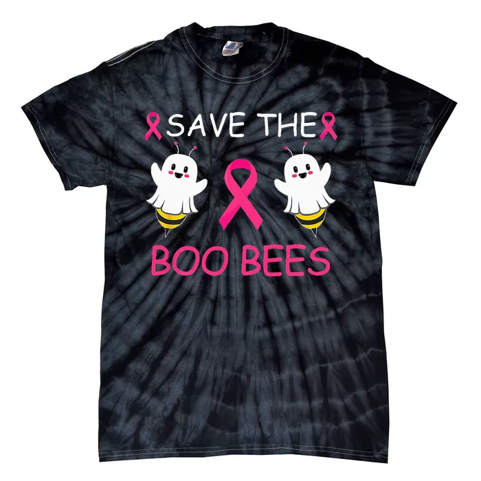 Woman Save The Boo Bees Halloween Funny Breast Cancer Tie-Dye T-Shirt