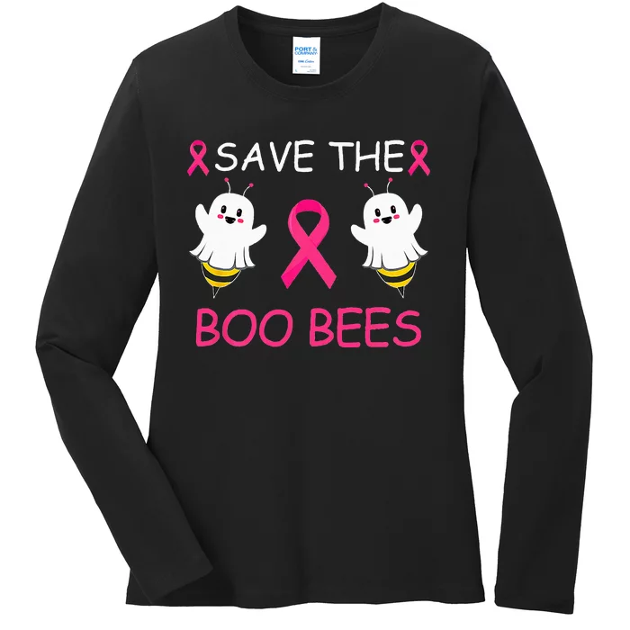 Woman Save The Boo Bees Halloween Funny Breast Cancer Ladies Long Sleeve Shirt