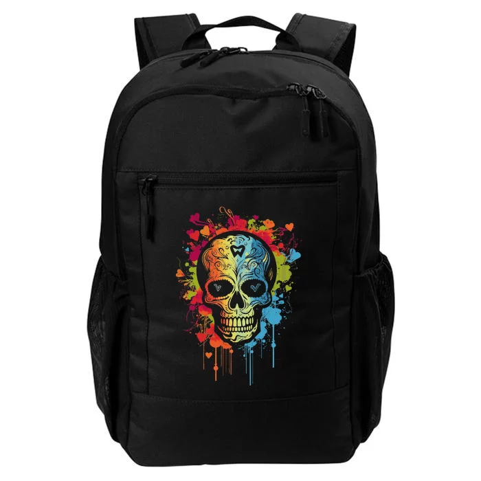 Watercolor Skull Tee Graphic Color Skull Tees Halloween Daily Commute Backpack