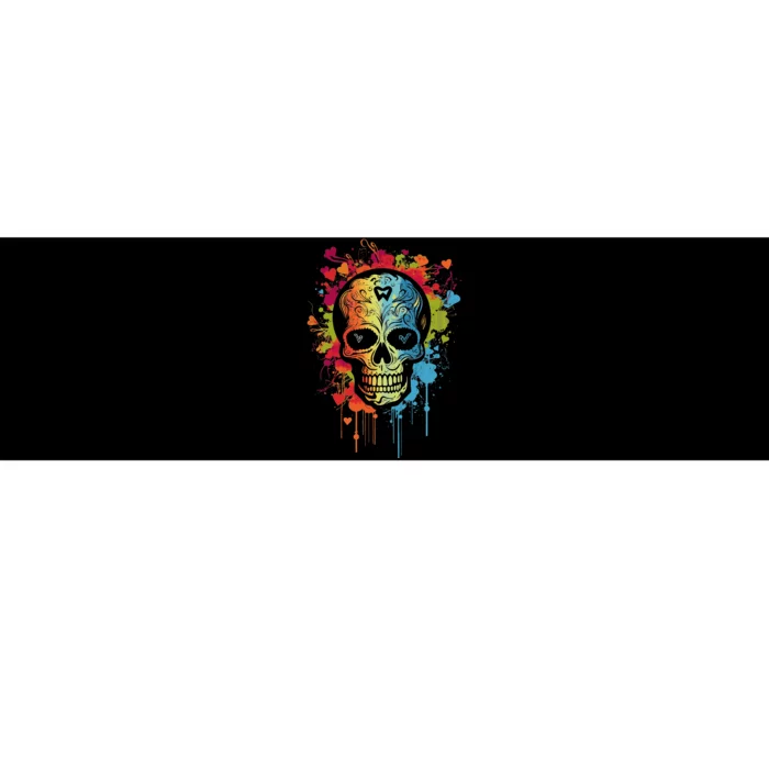 Watercolor Skull Tee Graphic Color Skull Tees Halloween Bumper Sticker