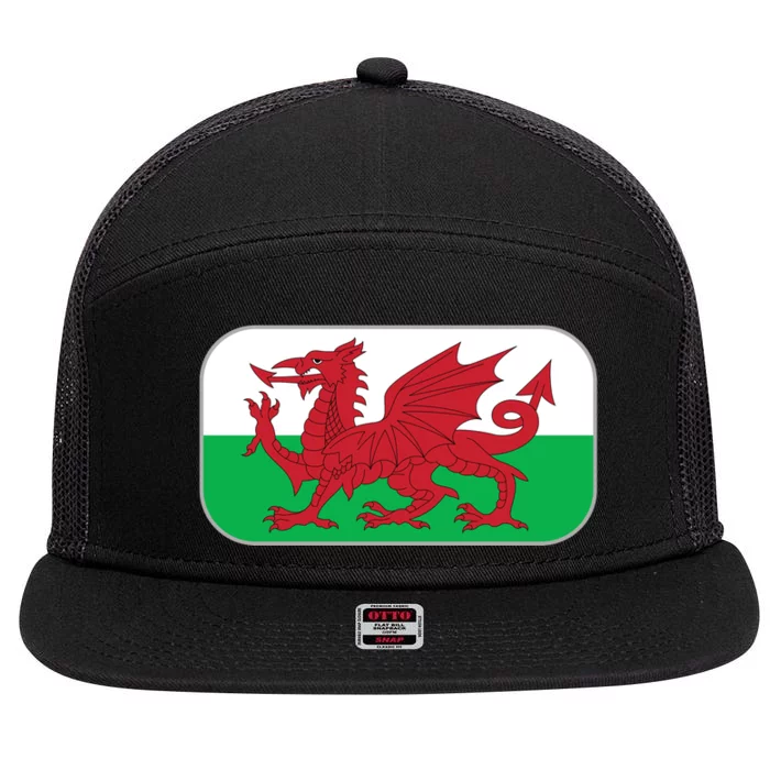 Wales Soccer Team Welsh Flag Y Ddraig Goch 7 Panel Mesh Trucker Snapback Hat