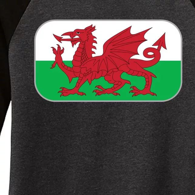 Wales Soccer Team Welsh Flag Y Ddraig Goch Women's Tri-Blend 3/4-Sleeve Raglan Shirt