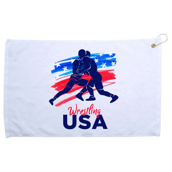 Wrestling Support The Team Wrestling Athlete Usa Flag Grommeted Golf Towel