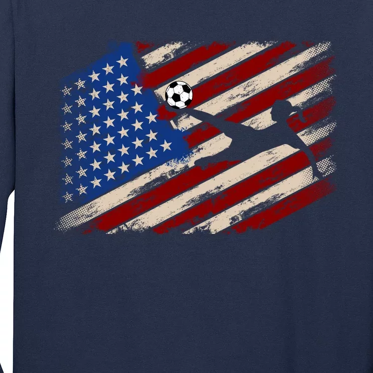 Women Soccer USA Flag Proud Women Soccer Players American Flag Distressed Long Sleeve Shirt