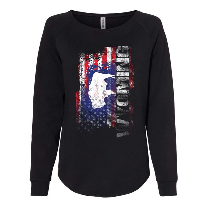 Wyoming State Usa Flag Souvenir Gift Womens California Wash Sweatshirt