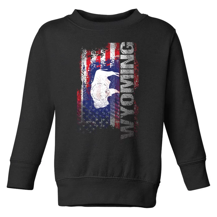 Wyoming State Usa Flag Souvenir Gift Toddler Sweatshirt