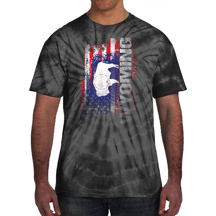 Wyoming State Usa Flag Souvenir Gift Tie-Dye T-Shirt