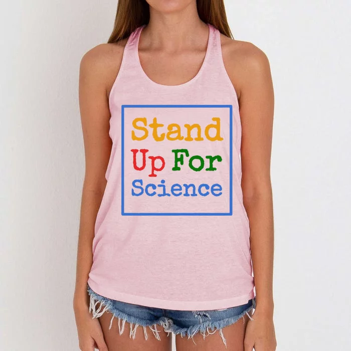 Womens Stand Up For Science Climate Change Earth Day Women's Knotted Racerback Tank