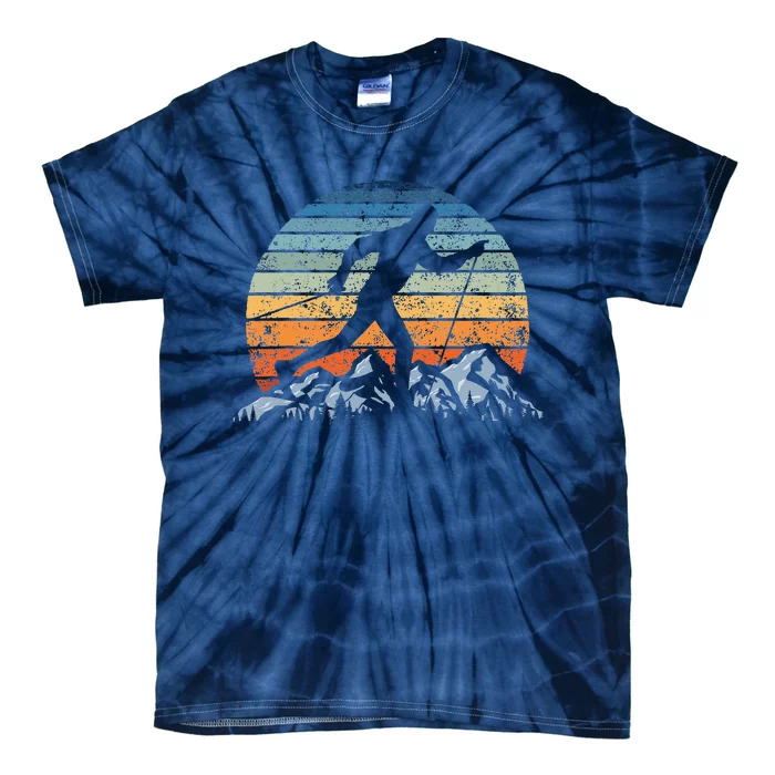 Winter Sports Vintage Sunset Cross-Country Skiing Tie-Dye T-Shirt