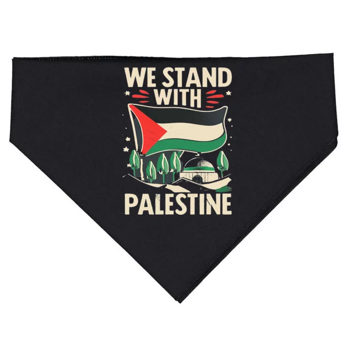 We Stand With Palestine For Their Freedom Free Palestine USA-Made Doggie Bandana