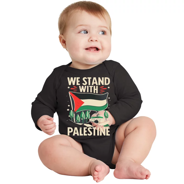 We Stand With Palestine For Their Freedom Free Palestine Baby Long Sleeve Bodysuit