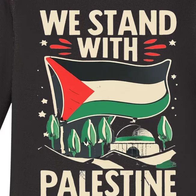 We Stand With Palestine For Their Freedom Free Palestine Baby Long Sleeve Bodysuit