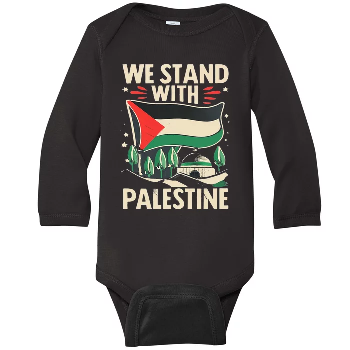 We Stand With Palestine For Their Freedom Free Palestine Baby Long Sleeve Bodysuit