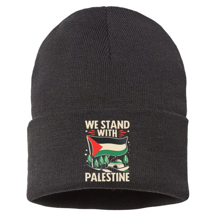 We Stand With Palestine For Their Freedom Free Palestine Sustainable Knit Beanie