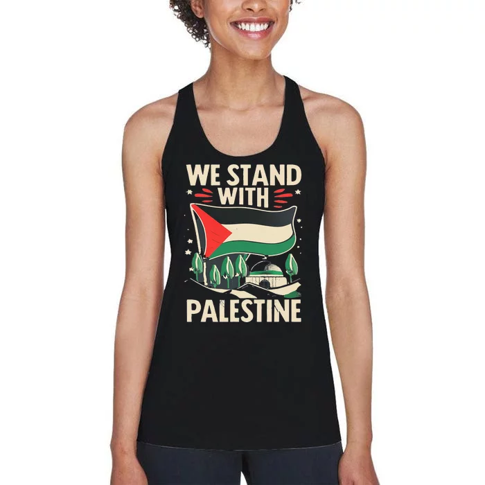 We Stand With Palestine For Their Freedom Free Palestine Women's Racerback Tank