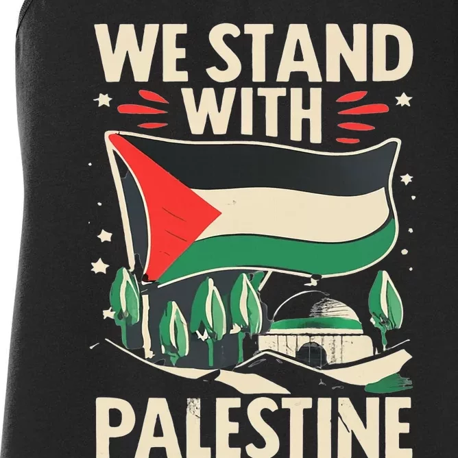 We Stand With Palestine For Their Freedom Free Palestine Women's Racerback Tank