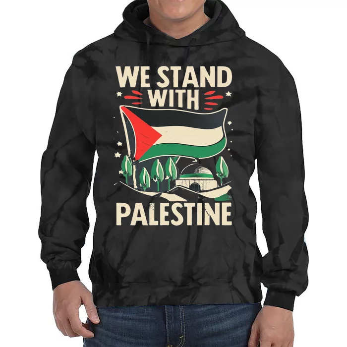 We Stand With Palestine For Their Freedom Free Palestine Tie Dye Hoodie