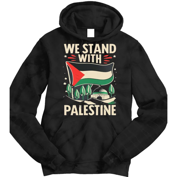 We Stand With Palestine For Their Freedom Free Palestine Tie Dye Hoodie