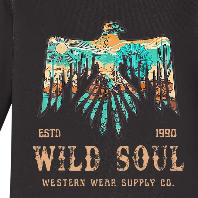 Wild Soul Western Wear Southwest Thunderbird Desert Vibes Baby Long Sleeve Bodysuit