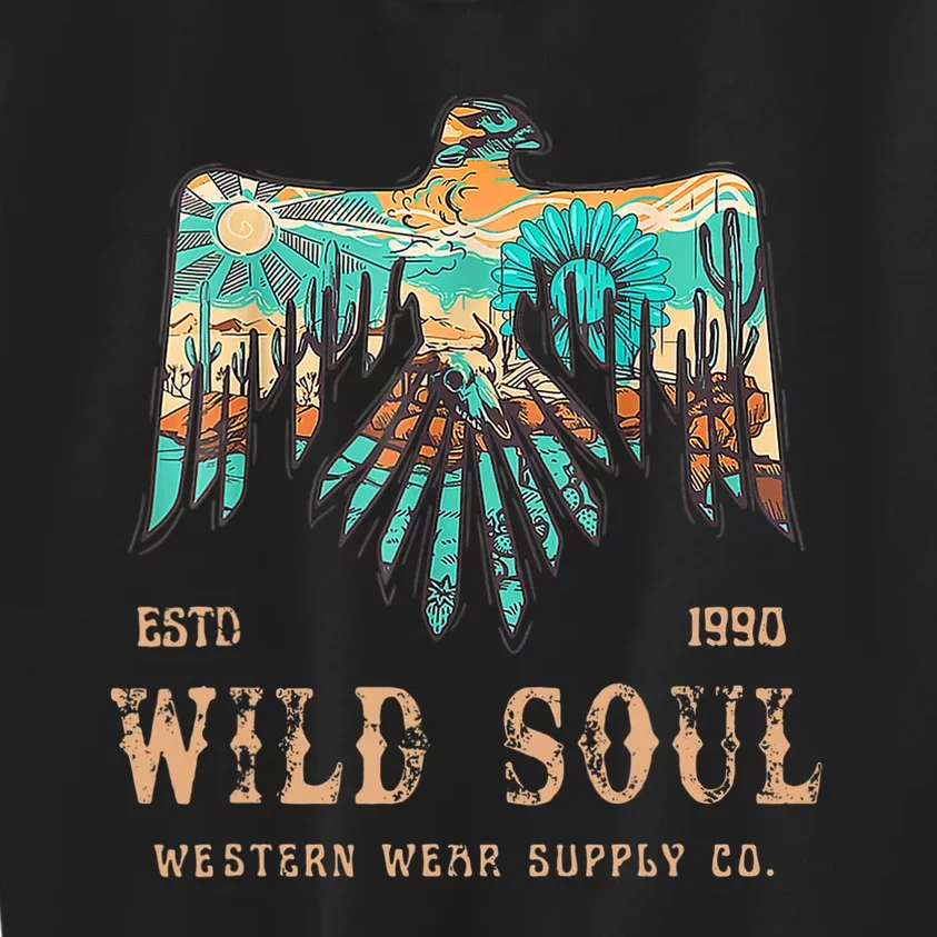 Wild Soul Western Wear Southwest Thunderbird Desert Vibes Kids Sweatshirt