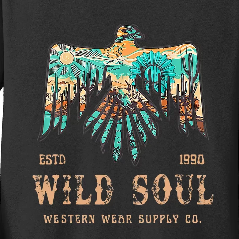 Wild Soul Western Wear Southwest Thunderbird Desert Vibes Kids Long Sleeve Shirt